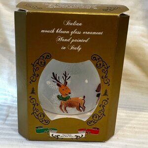 NEW IN BOX! ITALIAN MOUTH BLOWN GLASS ORNAMENT HAND PAINTED IN BELLAGIO ITALY!